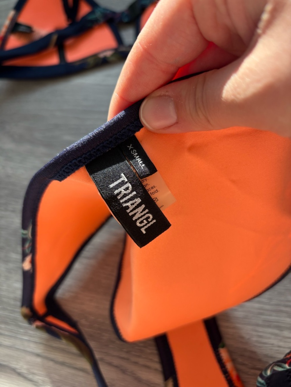 Triangl Navy Floral Neoprene Bikini Set with Matching Bag - Top S / Bottom XS - Picture 9 of 13